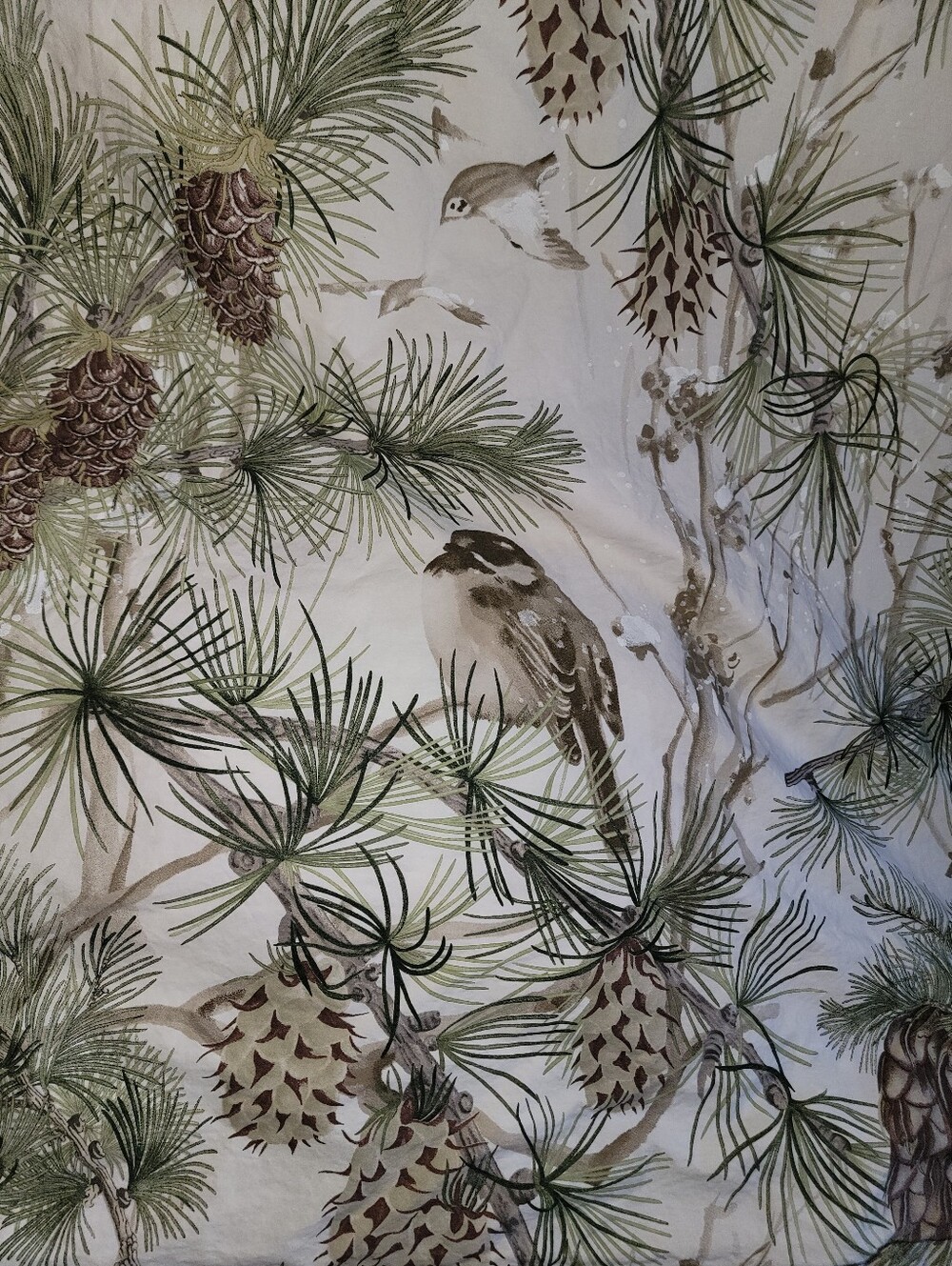 Pottery Barn Snow Pine Duvet Cotton Green, Brown, Cream Queen/Full